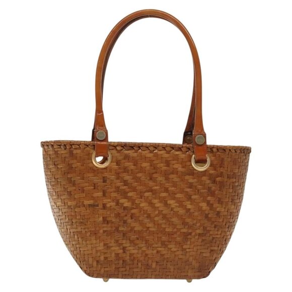 Salvatore Ferragamo Straw Bag Hand Bag Raffia Brown Gold Auth - Picture 2 of 15